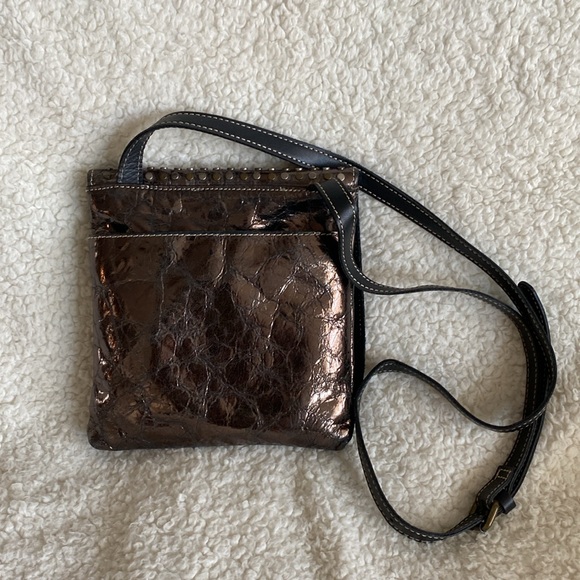 Beautiful Patricia Nash Granada brown patten leather studded crossbody. - Picture 2 of 6